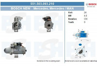 Démarreur Mercedes 4.0 kw 551.503.093.210 Bosch