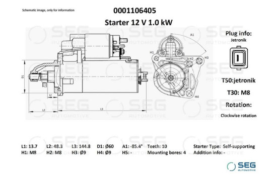 Démarreur Peugeot / Mini 0,9 kw, Image 6