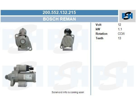 Démarreur Volkswagen 1.5 kw 200.552.132.215 Bosch