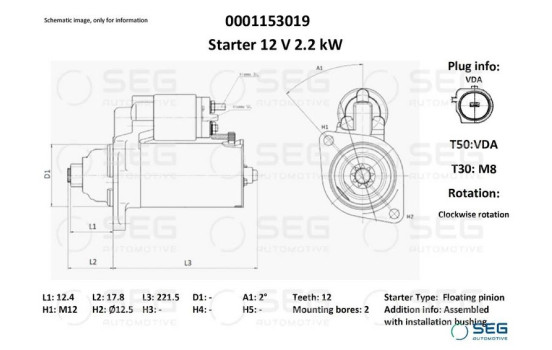 Démarreur Volkswagen 2.2kw, Image 6