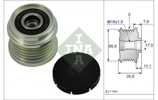 Poulie roue libre, alternateur 535000810 Ina