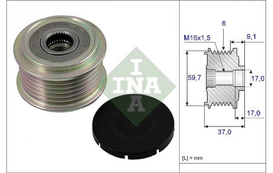 Poulie roue libre, alternateur 535001710 Ina