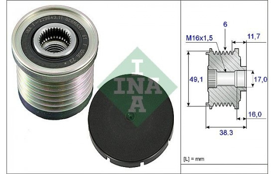 Poulie roue libre, alternateur 535003010 Ina
