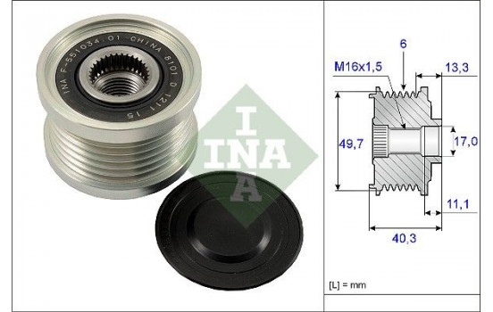 Poulie roue libre, alternateur 535009310 Ina