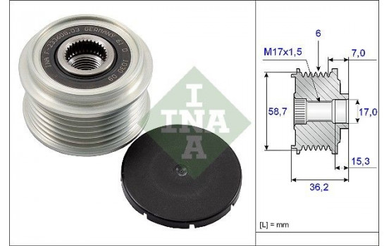 Poulie roue libre, alternateur 535009810 Ina