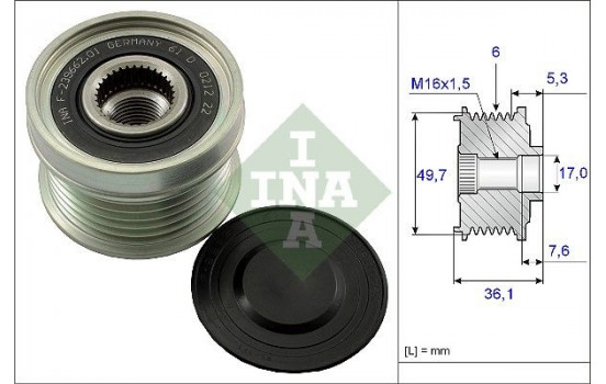 Poulie roue libre, alternateur 535013410 Ina