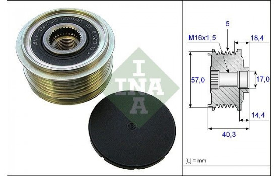 Poulie roue libre, alternateur 535018710 Ina