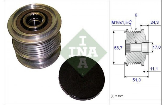 Poulie roue libre, alternateur 535020010 Ina