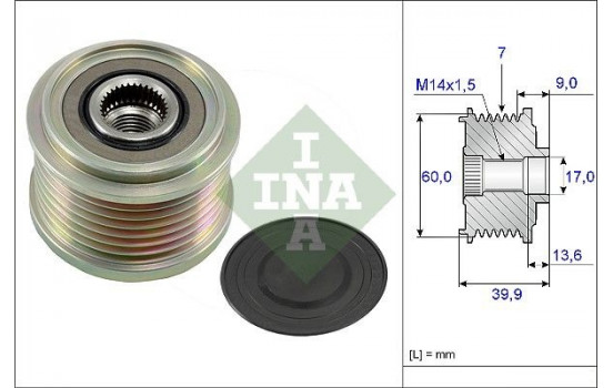 Poulie roue libre, alternateur 535021510 Ina