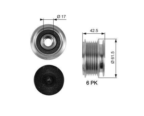 Poulie roue libre, alternateur DriveAlign® OAP7047 Gates