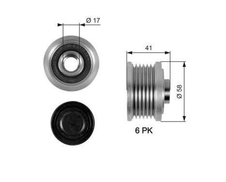 Poulie roue libre, alternateur DriveAlign® OAP7052 Gates