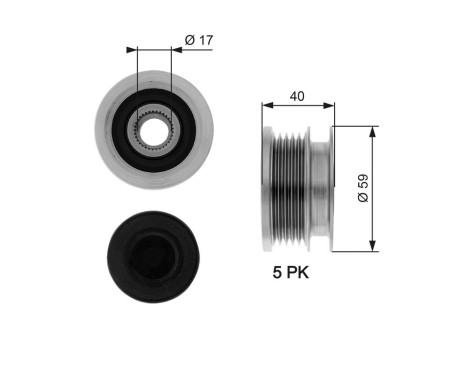 Poulie roue libre, alternateur DriveAlign® OAP7074 Gates