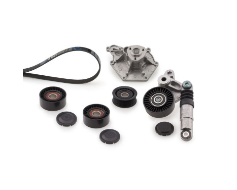 Pompe à eau+Jeu de courroie trapézoïdale à nervures Micro-V® Kit KP66PK2500 Gates
