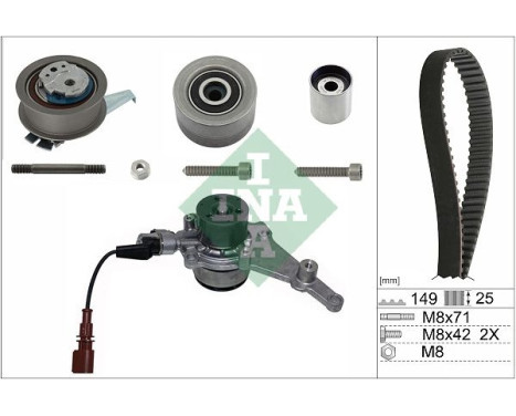 Ensemble pompe à eau + courroie de distribution 530083530 Ina