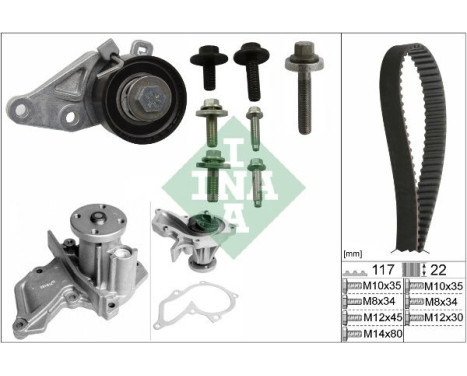 Pompe à eau + kit de courroie de distribution 530014030 Ina