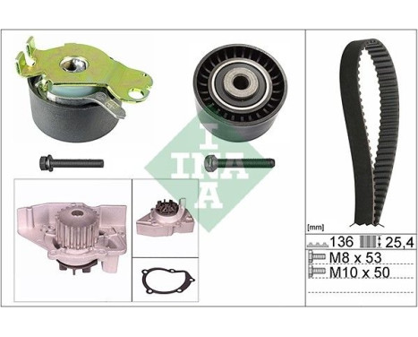 Pompe à eau + kit de courroie de distribution 530023630 Ina