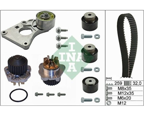 Pompe à eau + kit de courroie de distribution 530025930 Ina