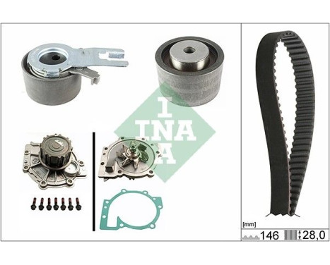 Pompe à eau + kit de courroie de distribution 530042130 Ina