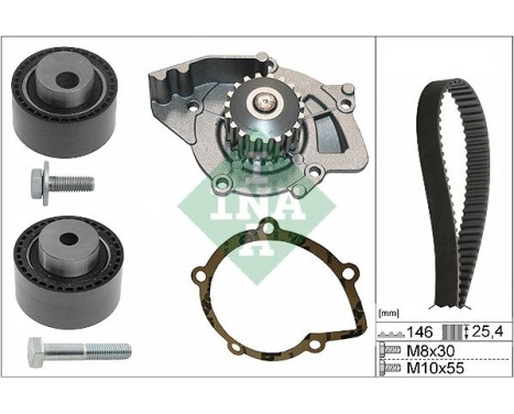 Pompe à eau + kit de courroie de distribution 530044631 Ina