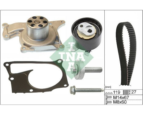 Pompe à eau + kit de courroie de distribution 530060730 Ina