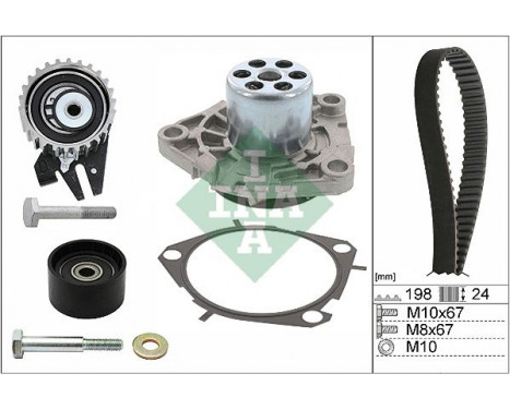 Pompe à eau + kit de courroie de distribution 530062630 Ina
