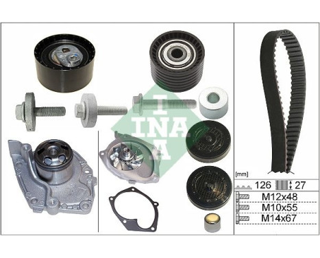 Pompe à eau + kit de courroie de distribution 530063830 Ina