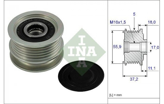 Poulie roue libre, alternateur 535001810 Ina