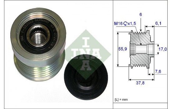 Poulie roue libre, alternateur 535007210 Ina