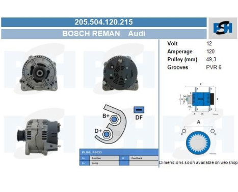 Dinamo Audi 120A 0.123.510.009-R Bosch