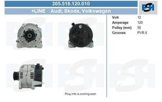 Dinamo Bosch VW 120A 305.516.120.010 PlusLine, Imagen 4