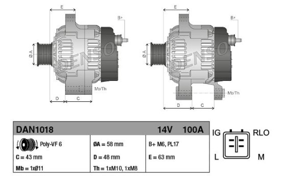 Dinamo DAN1018 Denso, Imagen 2