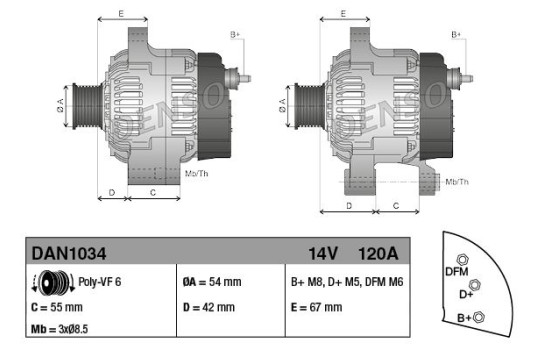 Dinamo DAN1034 Denso, Imagen 2