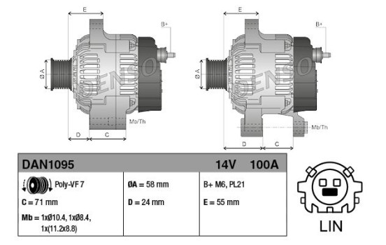 Dinamo DAN1095 Denso, Imagen 2