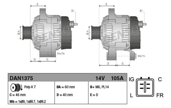 Dinamo DAN1375 Denso, Imagen 2
