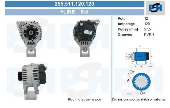 Dinamo Kia 120A 255.511.120.120 PlusLine, Imagen 7