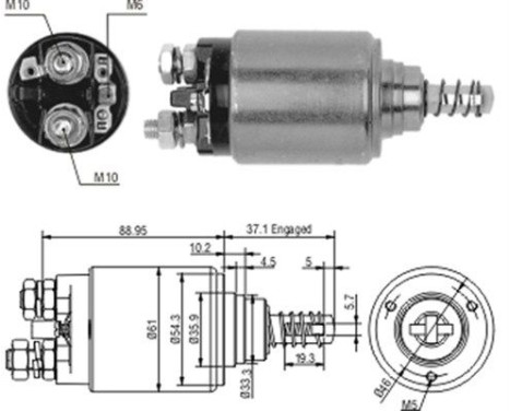 Interruptor de solenoide, motor de arranque