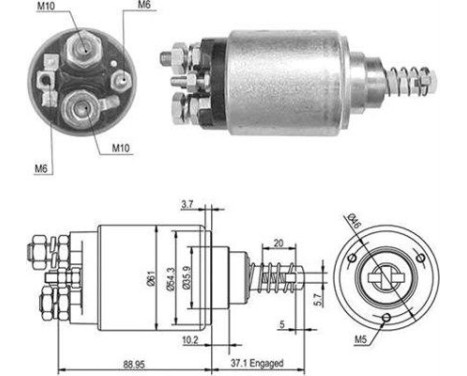 Interruptor de solenoide, motor de arranque