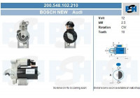 Motor de arranque Audi 1,7 kW 200.548.102.210 Bosch