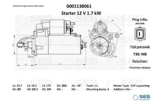 Motor de arranque BMW 1,7 kW