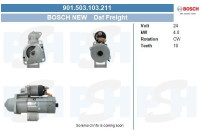 Motor de arranque Daf 4,0 kw 901.503.103.211 Bosch