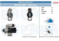 Motor de arranque Mercedes 1,6 kw 550.513.102.211 Bosch