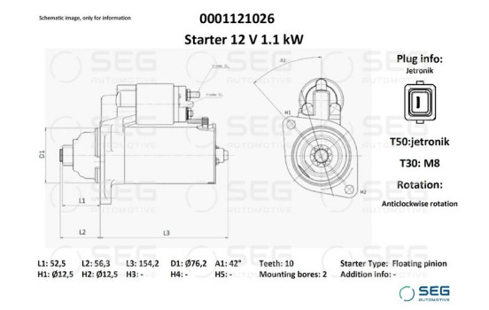 Motor de arranque Volkswagen 1,1 kw