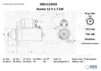 Motor de arranque Volkswagen 1,7 kW