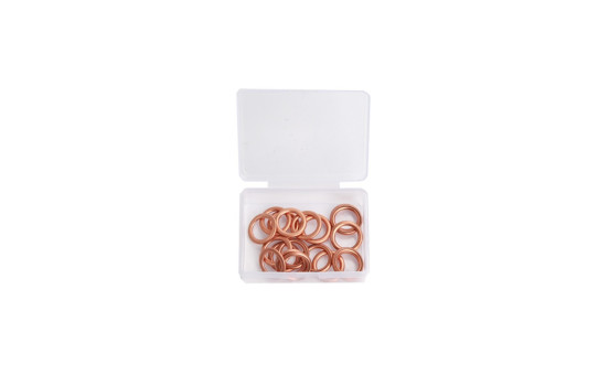 Surtido de anillos de cobre rellenos para tapón de cárter de 14 mm, 20 unidades