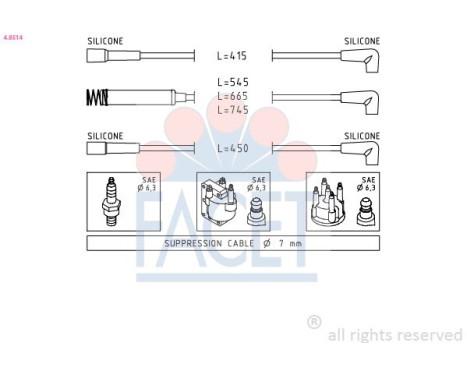 Juego de cables de bujía 4.8514 Facet