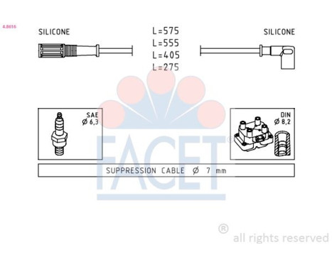 Juego de cables de bujía 4.8616 Facet