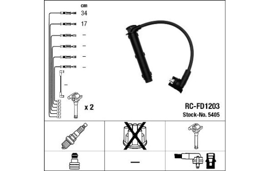 Juego de cables de bujía RC-FD1203 NGK