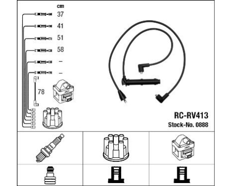 Juego de cables de bujía RC-RV413 NGK