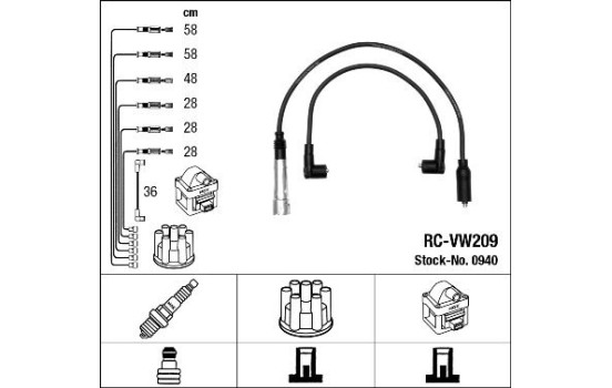 Juego de cables de bujía RC-VW209 NGK