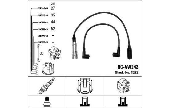 Juego de cables de bujía RC-VW242 NGK
